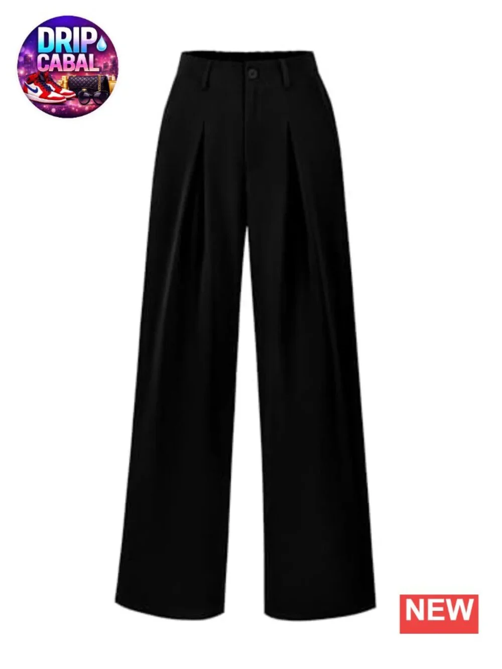 High Waisted Wide Leg Pleated Trousers with Pockets Business Casual